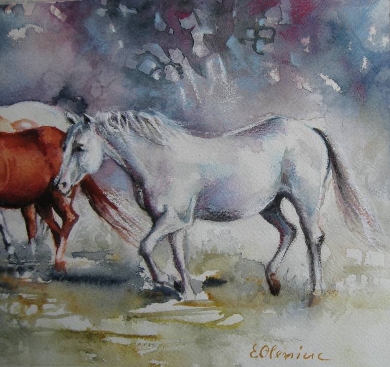 Original Fine Art Animal Painting by Elena Oleniuc