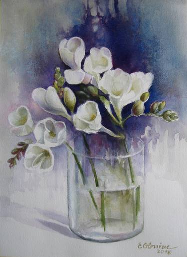 Original Fine Art Still Life Paintings by Elena Oleniuc