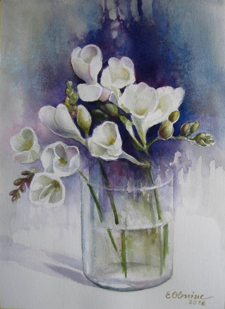 watercolour freesias