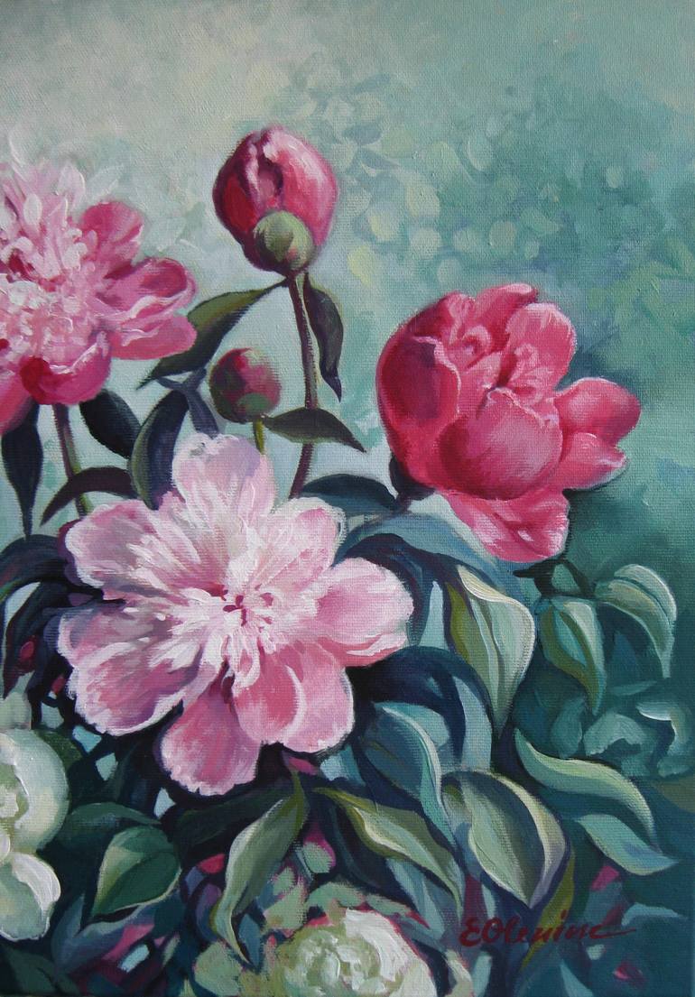 Original Fine Art Floral Painting by Elena Oleniuc