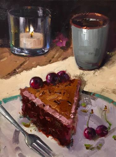 Cherry cake with Candle thumb