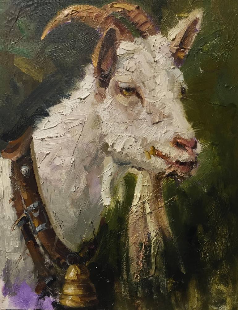 Goat with Bell Painting by Mostafa Keyhani | Saatchi Art