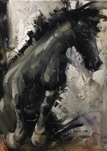 Original Abstract Expressionism Horse Paintings by Mostafa Keyhani