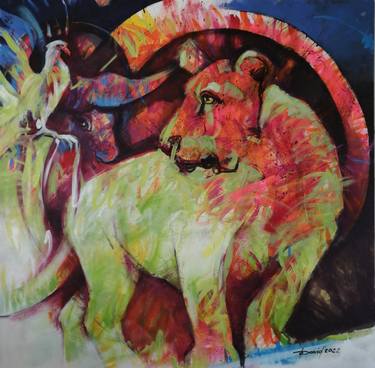 Original Abstract Expressionism Animal Mixed Media by Olga David
