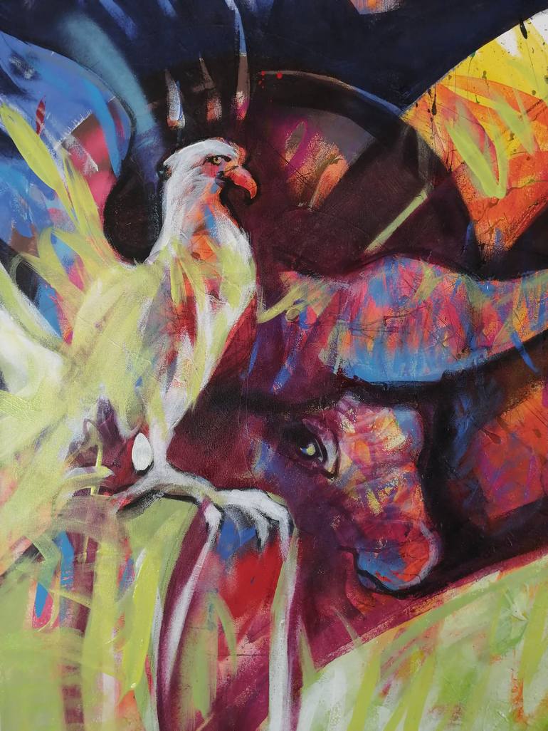 Original Abstract Expressionism Animal Mixed Media by Olga David