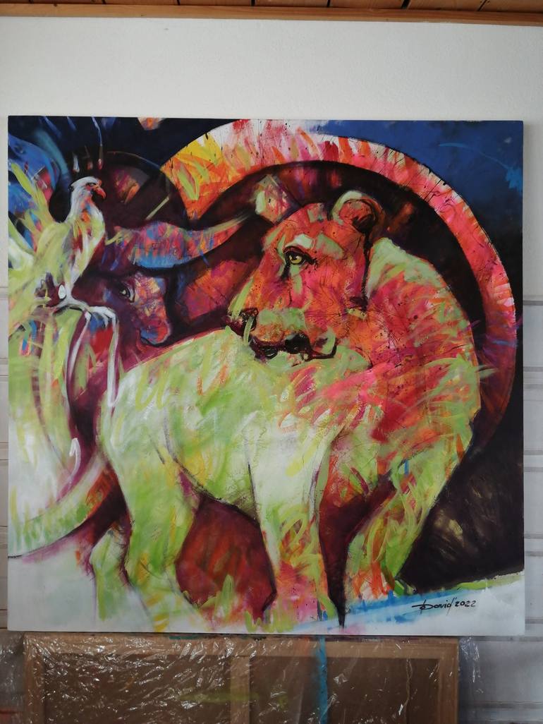 Original Abstract Expressionism Animal Mixed Media by Olga David