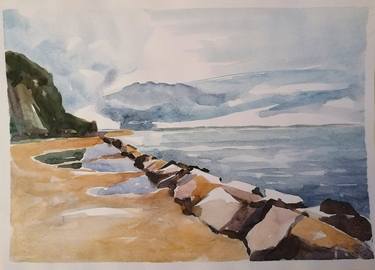 Baltic sea landscape. Ruegen island. Waves and rocks. original thumb