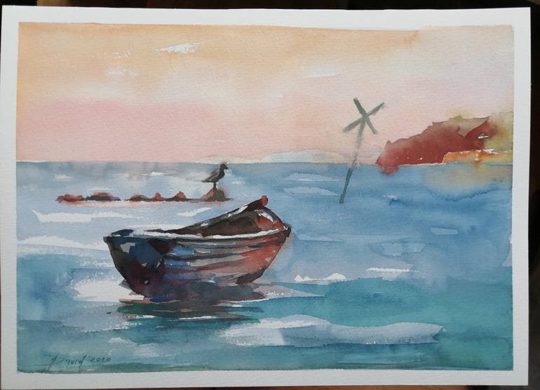 Original Figurative Boat Drawing by Olga David