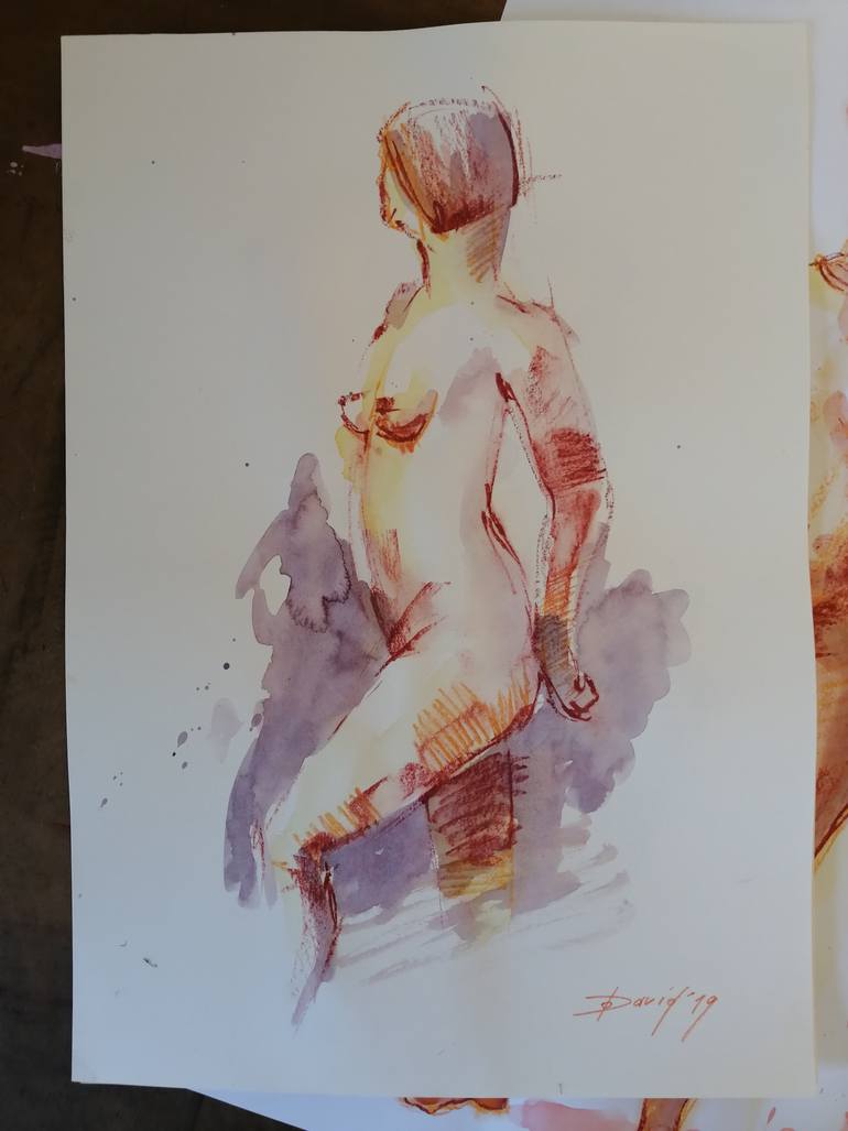 Original Figurative Erotic Drawing by Olga David