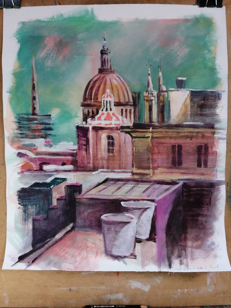 Original Figurative Architecture Painting by Olga David