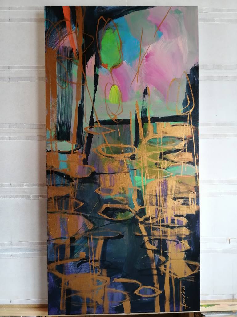 Original Art Deco Water Painting by Olga David