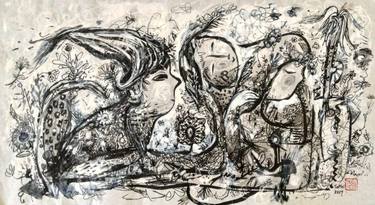 Original Abstract Expressionism Fantasy Drawings by YuMei Han