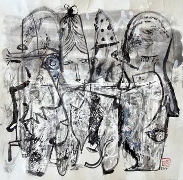 Original Abstract Expressionism People Drawings by YuMei Han