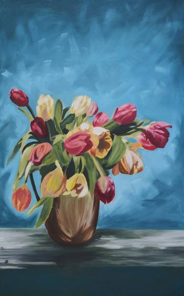 Original Fine Art Floral Paintings by Yeliz Akbayrak