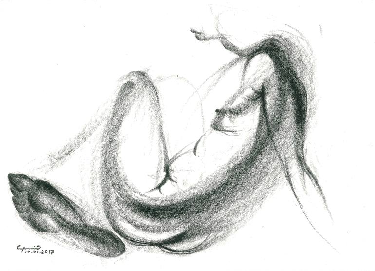 Original Nude Drawing by Serhiy Sledz