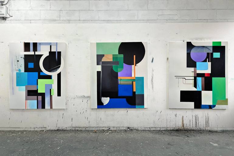 Original Bauhaus Abstract Painting by Yura Kimakovych