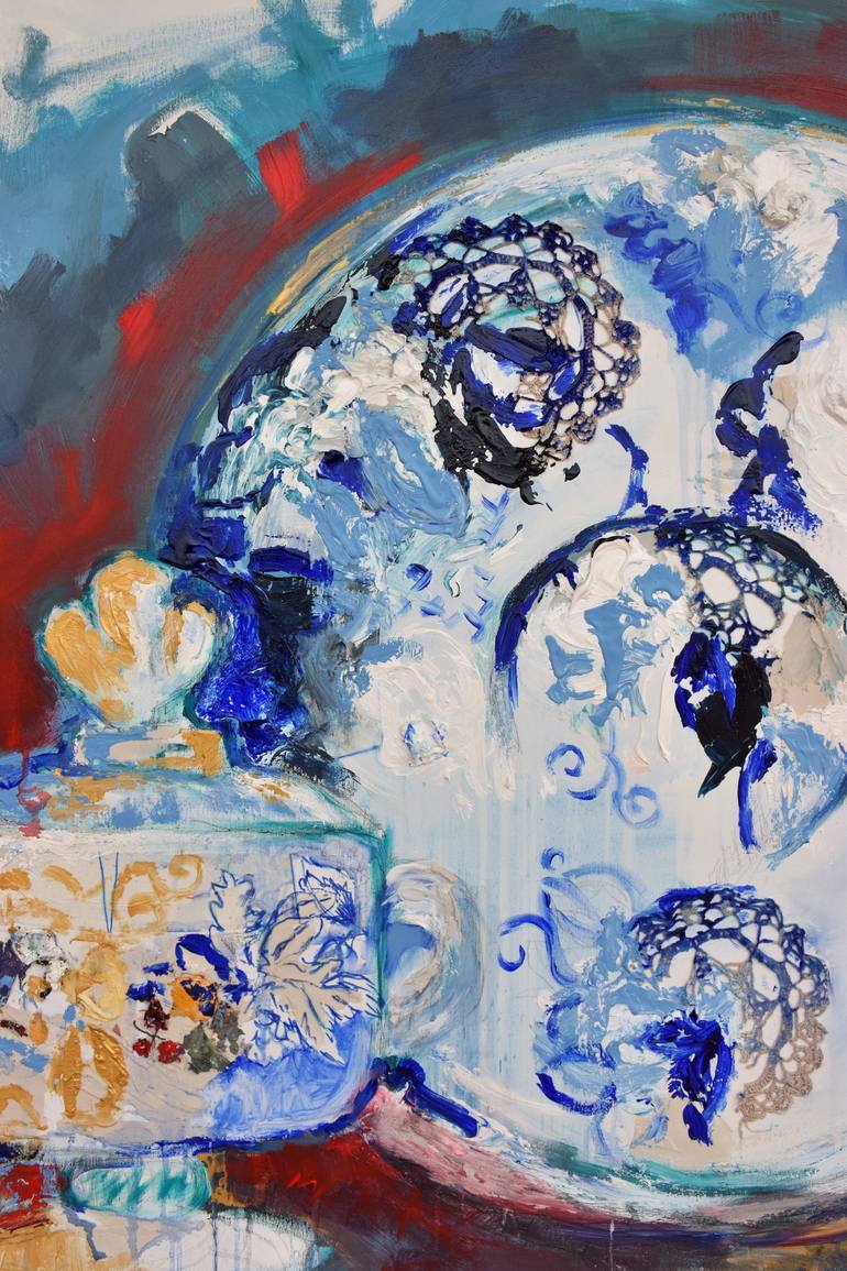 Original Abstract Expressionism Still Life Painting by ELISA COSTA