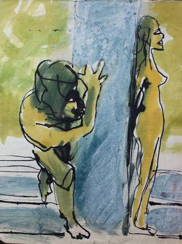 Original Expressionism Erotic Drawings by Victor Mesogios
