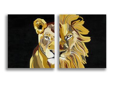 2 paintings: Lioness and Lion thumb