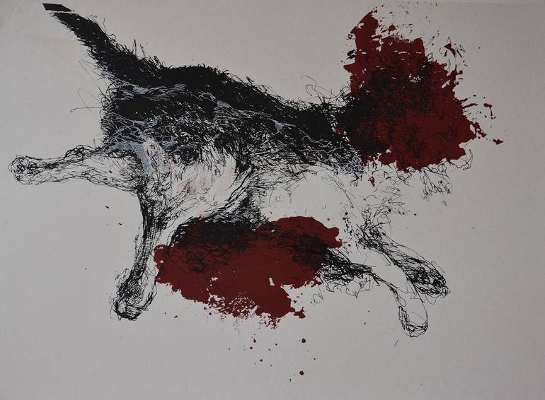 Dead animals - CAT - Limited Edition 1 of 1 Printmaking by Klaudia Lata |  Saatchi Art