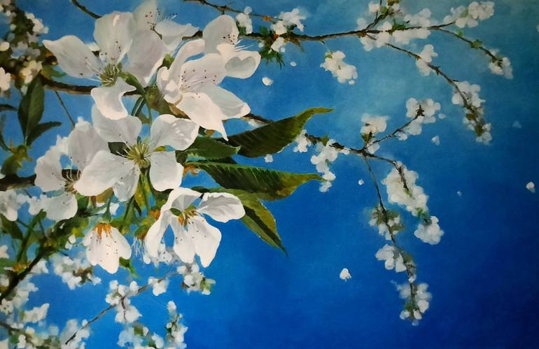 Cherry blossoms Spring 2020 Painting by Lemuel Bothma | Saatchi Art