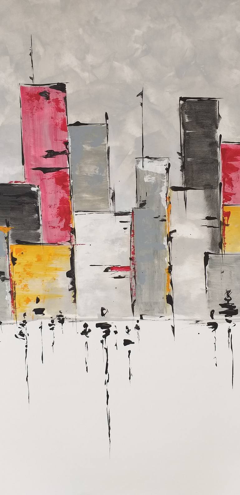 Original Abstract Expressionism Cities Painting by Max Yaskin
