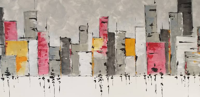 Original Abstract Expressionism Cities Painting by Max Yaskin