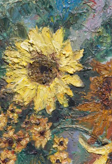 Sunflowers, oil painting flowers, sunflower painting, sunflower art thumb