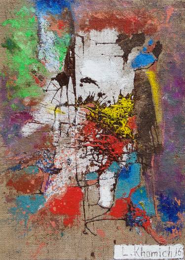 Abstract White Cat and Hat, Oil Painting 20" 28", Painting for Sale, Abstract Artwork thumb