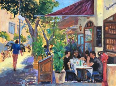 South Tel Aviv Cafeteria, cityscape Israeli art thumb