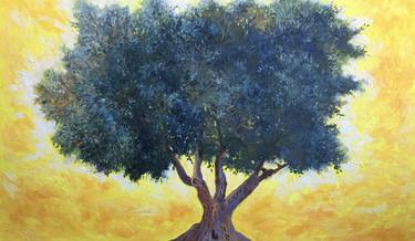 Israeli olive tree painting, original oil art thumb