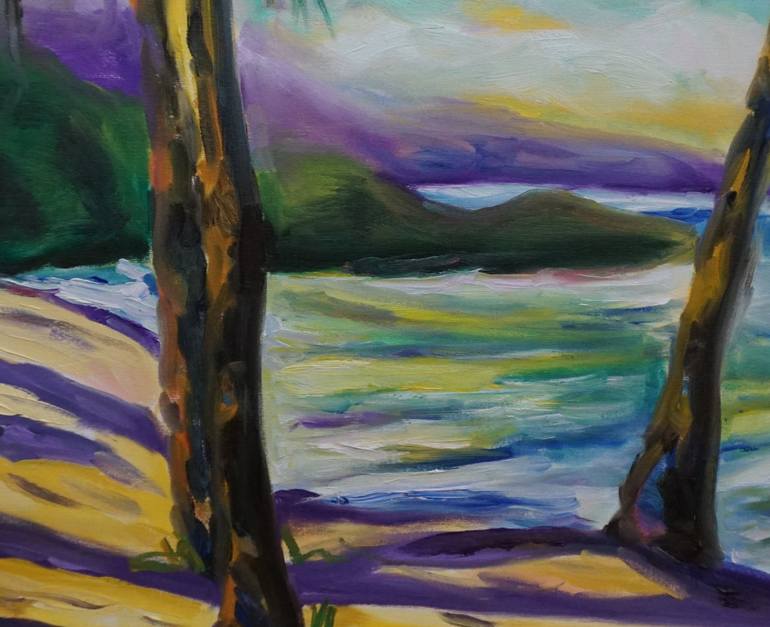 Original Impressionism Beach Painting by Dixie Galapon
