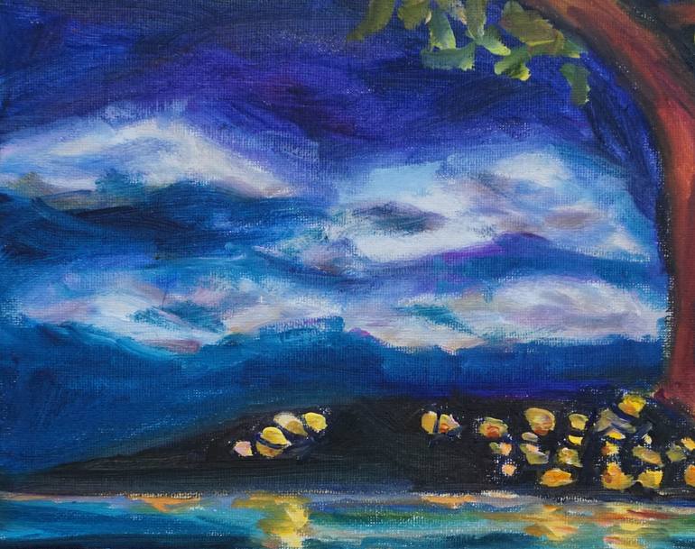 Original Impressionism Beach Painting by Dixie Galapon