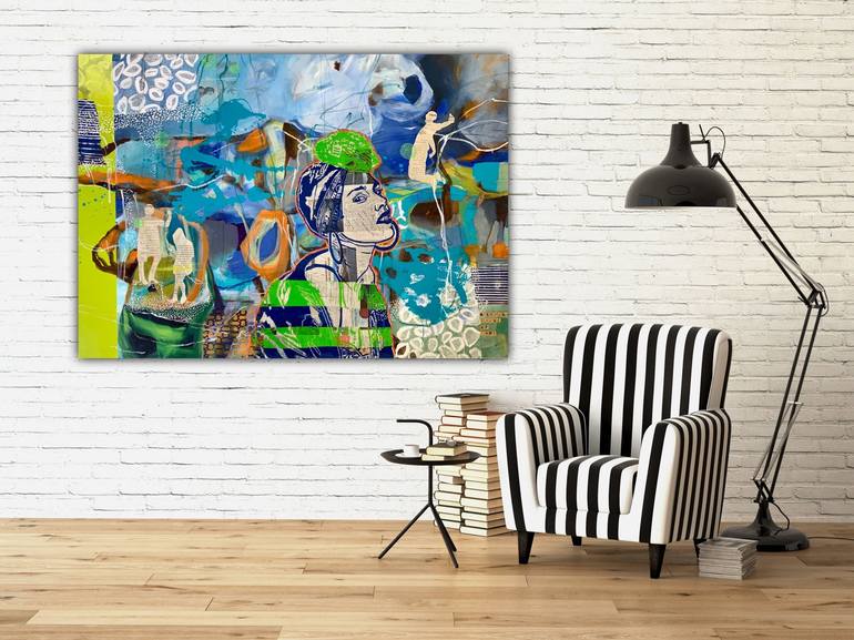 Original Abstract Expressionism World Culture Painting by Marita Tobner