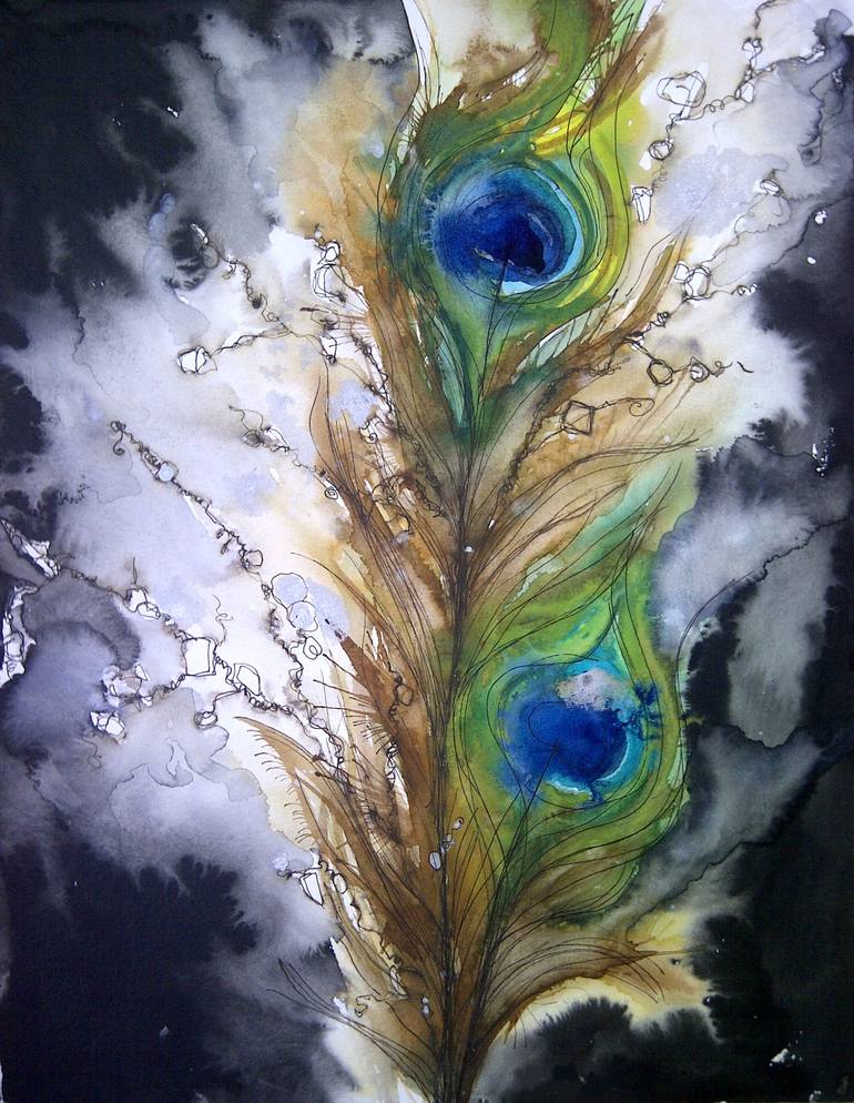 Peacock Feathers Painting by Tara Thelen Saatchi Art