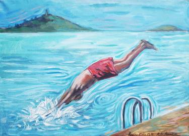 Original Conceptual Beach Painting by Rita Pranca