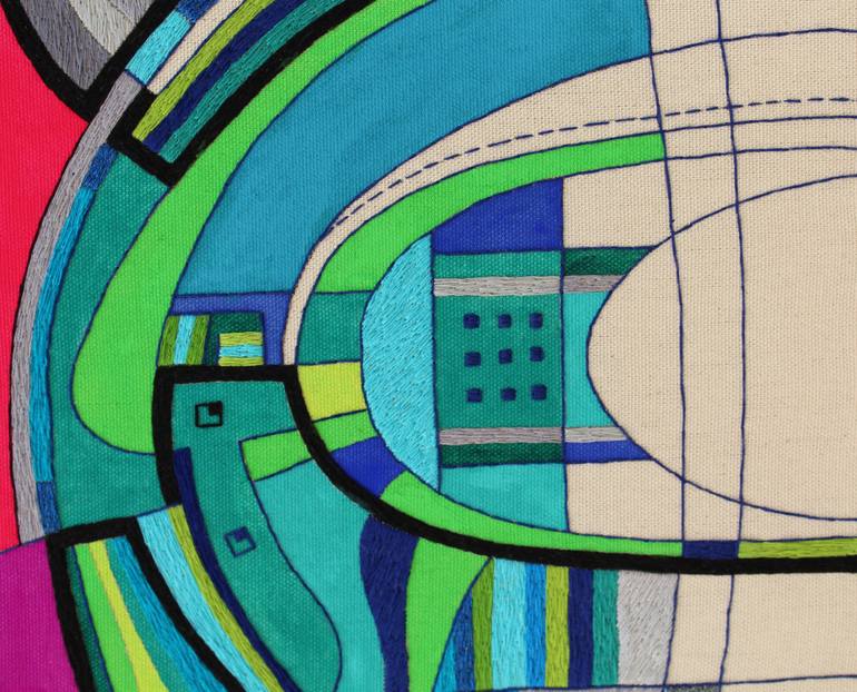 Original Abstract Geometric Painting by Victoria Potrovitza