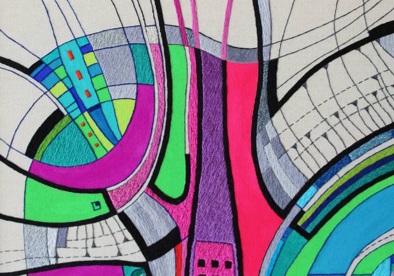 Original Abstract Geometric Painting by Victoria Potrovitza