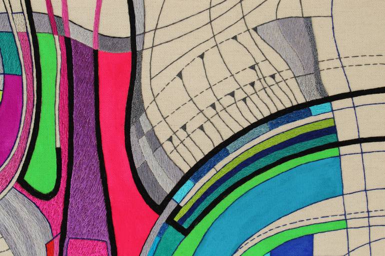 Original Abstract Geometric Painting by Victoria Potrovitza