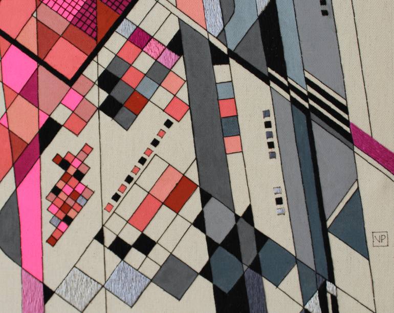 Original Abstract Geometric Painting by Victoria Potrovitza