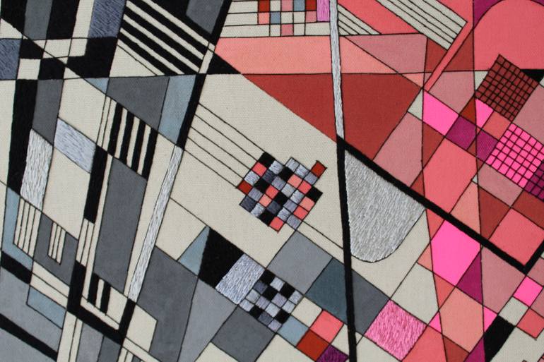 Original Abstract Geometric Painting by Victoria Potrovitza