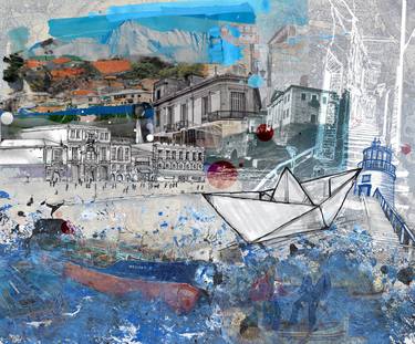 Print of Seascape Mixed Media by Alexandros Tzallas