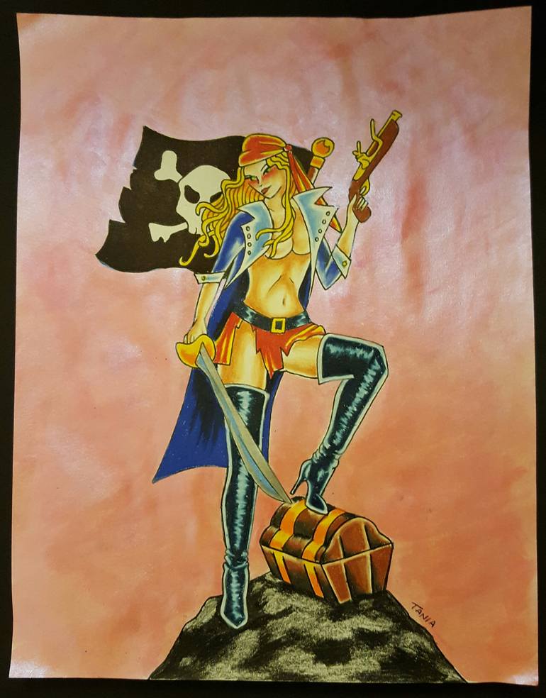 Original Folk Women Drawing by Tania Dean