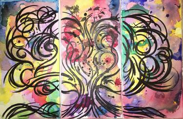 Original Expressionism Tree Paintings by Onyxwings Art