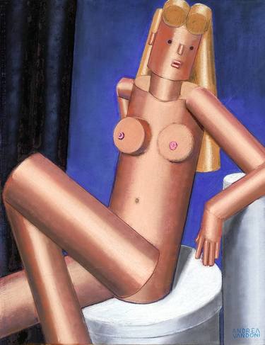 Original Cubism Nude Drawing by Andrea Vandoni