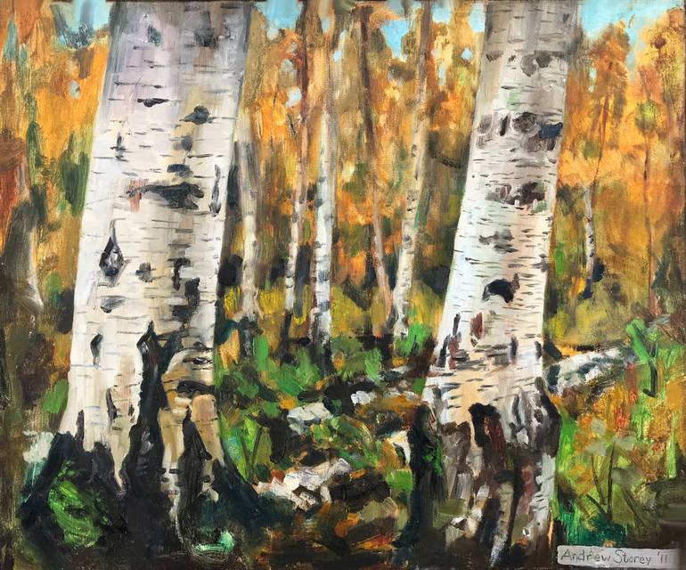 Silver Birch Trees Painting By Andrew Storey Saatchi Art