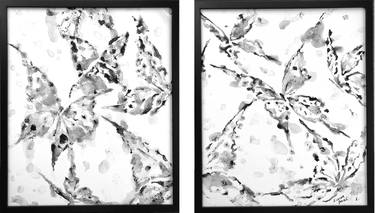 Black and White Butterflies - Set of 2 Paintings thumb