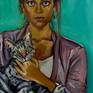 Portrit Of Veena with Sylvester the cat Detail 4