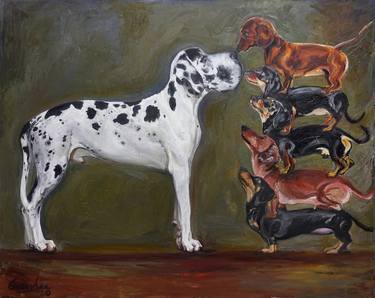 Print of Dogs Paintings by Gandee Vasan