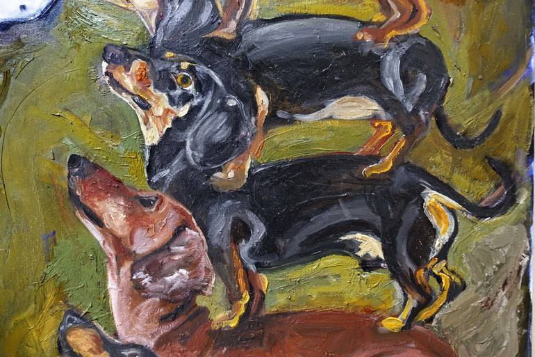Original Conceptual Dogs Painting by Gandee Vasan